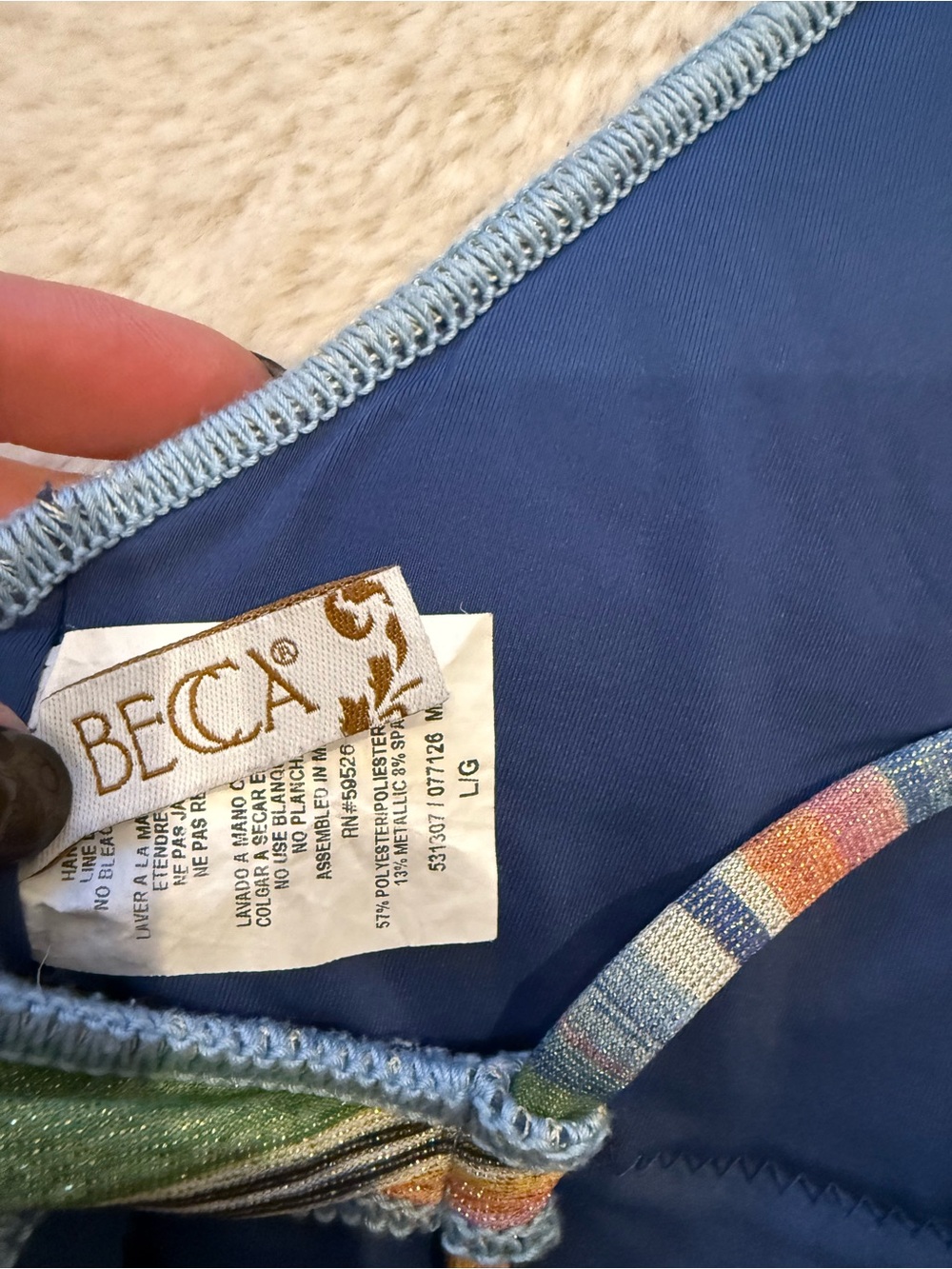 BECCA Blue Multicolor shimmer Strappy One-Piece Swim - Picture 9 of 9